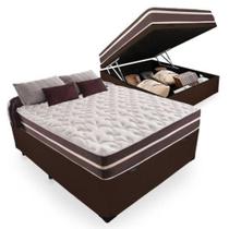 Cama Box Baú Casal + Colchão De Molas Colchões Classic Superlastic 138x188x64 Marrom Cama Box Baú Casal + Colchão De Molas Colchões Classic Superlastic 138x188x64 Marrom