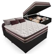 Cama Box Baú Casal + Colchão De Molas Colchões Classic Superlastic 138x188x64 Preto Cama Box Baú Casal + Colchão De Molas Colchões Classic Superlastic 138x188x64 Preto