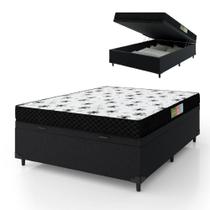 Cama Box Baú Casal Colchão Espuma 138x188cm Preto