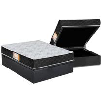 Cama Box Baú Casal: Colchão Espuma Castor D23 Sleep Max Duplo + Base CRC Suede Gray(138x188)