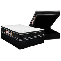 Cama Box Baú Casal: Colchão Espuma Castor D33 Black e White Air Double Face Euro Pillow + Base CRC Suede Black(138x188) Cama Box Baú Casal: Colchão Espuma Castor D33 Black e White Air Double Face Euro Pillow + Base CRC Suede Black(138x188)