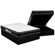 Cama Box Baú Casal: Colchão Espuma Castor D33 Black e White Air Euro Pillow + Base CRC Courano Black(138x188)