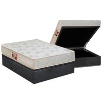 Cama Box Baú Casal: Colchão Espuma Castor D33 Sleep Max Relax + Base CRC Suede Gray(138x188)