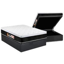 Cama Box Baú Casal: Colchão Espuma Castor D45 Black e White Air Euro Pillow + Base CRC Suede Gray(138x188)