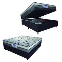 Cama Box Baú Casal Colchão Espuma D33 Fort 138x188x62cm Cinza / Branco Gazin - Suporta até 150kg por Pessoa
