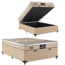 Cama Box Baú Casal Colchão Espuma D33 Fort Gazin 138x188x62cm Bege / Branco