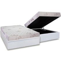 Cama Box Baú Casal: Colchão Espuma D33 Luckspuma Supreme Floral Pró Saúde Duplo + Base CRC Courano White(138x188)