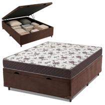 Cama Box Baú Casal Colchão Espuma D33 Marquês 138x188x60cm Marrom Umaflex - PRINCE