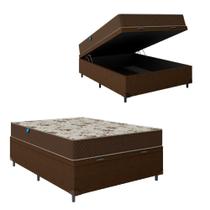 Cama Box Baú Casal Colchão Espuma D33 Marquês 138x188x60cm Marrom Umaflex