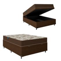 Cama Box Baú Casal Colchão Espuma D33 Marrom Umaflex Cama Box Baú Casal Colchão Espuma D33 Marrom Umaflex