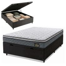 Cama Box Baú Casal Colchão Espuma D33 Pillow Top Millenium 138x188x60cm Cinza/Preto Hellen Cama Box Baú Casal Colchão Espuma D33 Pillow Top Millenium 138x188x60cm Cinza/Preto Hellen