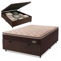 Cama Box Baú Casal Colchão Espuma D33 Pillow Top Millenium 138x188x60cm Marrom Hellen Cama Box Baú Casal Colchão Espuma D33 Pillow Top Millenium 138x188x60cm Marrom Hellen