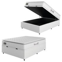 Cama Box Baú Casal Colchão Espuma D33 Pillow Top New Millenium 138x188x60cm Branco Hellen