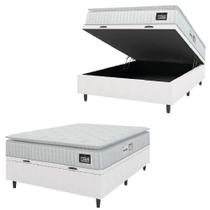 Cama Box Baú Casal Colchão Espuma D33 Pillow Top Van Gogh 138x188x65cm Branco Hellen Cama Box Baú Casal Colchão Espuma D33 Pillow Top Van Gogh 138x188x65cm Branco Hellen