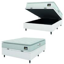 Cama Box Baú Casal Colchão Espuma D33 Pillow Top Van Gogh 138x188x65cm Branco Linho Hellen