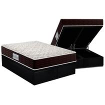 Cama Box Baú Casal: Colchão Espuma D33 Probel ProDormir Advanced + Base CRC Suede Black(138x188)