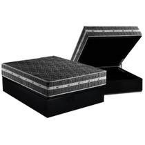 Cama Box Baú Casal: Colchão Espuma D45 Anjos / EP Stare + Base CRC Suede Black(138x188)