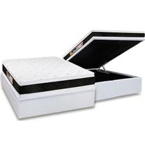 Cama Box Baú Casal: Colchão Espuma D45 Castor Black e White Air Double Face + Base CRC Courano White(138x188)