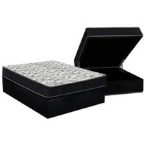 Cama Box Baú Casal: Colchão Espuma D45 Ortobom / Airtech 150 + Base CRC Suede Black (138x188)