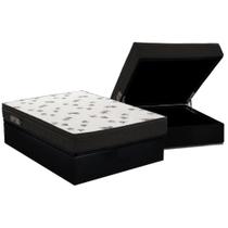 Cama Box Baú Casal: Colchão Espuma D45 Ortobom Light Saúde OrtoPillow + Base CRC Courano Black(138x188)
