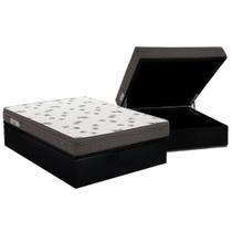 Cama Box Baú Casal: Colchão Espuma D45 Ortobom Light Saúde OrtoPillow + Base CRC Courano Black(138x188)