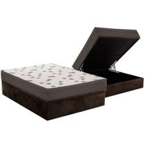 Cama Box Baú Casal: Colchão Espuma D45 Ortobom Light Saúde OrtoPillow + Base CRC Suede Brown(138x188)