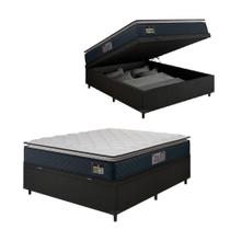 Cama Box Baú Casal Colchão Espuma D45 Pillow Top Strong 138x188x65cm Cinza/Preto Hellen Cama Box Baú Casal Colchão Espuma D45 Pillow Top Strong 138x188x65cm Cinza/Preto Hellen