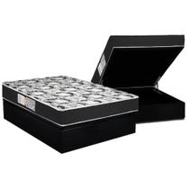 Cama Box Baú Casal: Colchão Espuma Luckspuma D28 Celebrity Pro + Base CRC Suede Black(138x188)