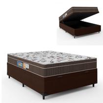 Cama Box Baú Casal Colchão Espuma Orthoface Polar 138x188x66m Marrom - Suporta Até 120kg Por Pessoa - KHIARA