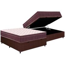 Cama Box Baú Casal: Colchão Espuma Ortobom D28 Airtech 60 Euro Pillow + Base CRC Courano Brown(138x188)