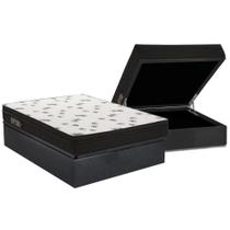 Cama Box Baú Casal: Colchão Espuma Ortobom D45 Light Saúde OrtoPillow + Base CRC Suede Gray(138x188)