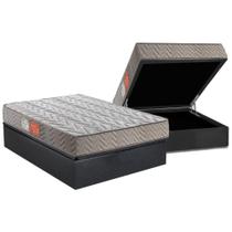 Cama Box Baú Casal: Colchão Espuma Paropas D45 Pasquale + Base CRC Suede Gray(138x188)