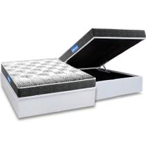 Cama Box Baú Casal: Colchão Espuma Probel D20 Guarda Costas Resistente Black + Base CRC Courano White(138x188)