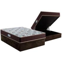 Cama Box Baú Casal: Colchão Espuma Probel D33 / EP Firmepedic ProDormir Advanced Tech1500 Double Face + Base CRC Suede Brown(138x188)