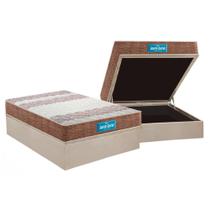Cama Box Baú Casal: Colchão Espuma Probel D33 / EP Guarda Costas PróIntense Plus Double Face + Base CRC Suede Clean(138x188)