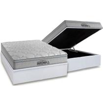 Cama Box Baú Casal: Colchão Espuma Probel D40 Guarda Costas Premium Hiper Firme Euro Pillow + Base CRC Courano White(138x188)