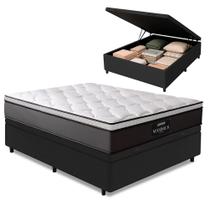 Cama Box Baú Casal Colchão Gazin Maximus Molas Ensacadas 138x188x65cm Cinza / Preto - Suporta até 120kg por Pessoa Cama Box Baú Casal Colchão Gazin Maximus Molas Ensacadas 138x188x65cm Cinza / Preto - Suporta até 120kg por Pessoa