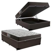 Cama Box Baú Casal Colchão Mola Bonnel Belos Sonhos + Box Suede 61x138x188