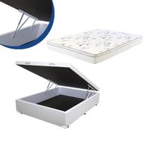 Cama Box Baú Casal Colchão Mola Bonnel + Box Sintético Branco 63x138x188