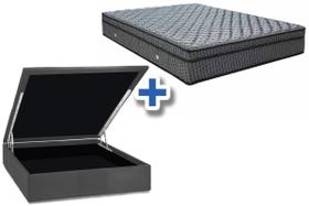 Cama Box Baú Casal Colchão Molas Bonnel + Box Sintético Cinza 65x138x188 Cama Box Baú Casal Colchão Molas Bonnel + Box Sintético Cinza 65x138x188