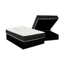 Cama Box Baú Casal: Colchão Molas Bonnel Luckspuma Eagle New + Base CRC Suede Black(138x188) Cama Box Baú Casal: Colchão Molas Bonnel Luckspuma Eagle New + Base CRC Suede Black(138x188)