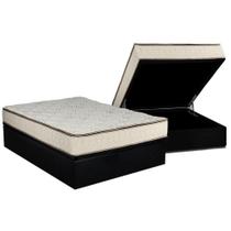 Cama Box Baú Casal: Colchão Molas Bonnel Luckspuma Montreal Spring + Base CRC Courano Black(138x188)