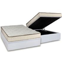 Cama Box Baú Casal: Colchão Molas Bonnel Luckspuma Montreal Spring + Base CRC Courano White(138x188) Cama Box Baú Casal: Colchão Molas Bonnel Luckspuma Montreal Spring + Base CRC Courano White(138x188)