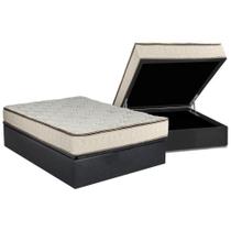 Cama Box Baú Casal: Colchão Molas Bonnel Luckspuma Montreal Spring + Base CRC Suede Gray(138x188)