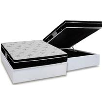 Cama Box Baú Casal: Colchão Molas Bonnel Ortobom Nanolastic Physical Spring + Base CRC Courano White(138x188)