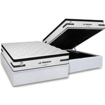 Cama Box Baú Casal: Colchão Molas Bonnel Plumatex Ensacadas Liz Premium D33 + Base CRC Courano White (138x188)