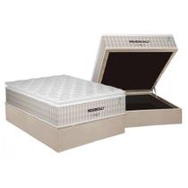 Cama Box Baú Casal: Colchão Molas Bonnel Plumatex Ensacadas Presidencially Selado + Base CRC Suede Clean (138x188)