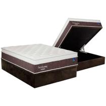 Cama Box Baú Casal: Colchão Molas Bonnel Plumatex Superlastic DuroSpring + Base CRC Suede Brown (138x188)