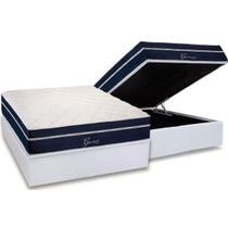Cama Box Baú Casal: Colchão Molas Bonnel Polar Ensacadas Garnet + Base CRC Courano White (138x188)
