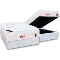 Cama Box Baú Casal: Colchão Molas Castor Pocket Gold Star Vitagel Max + Base CRC Courano White(138x188)